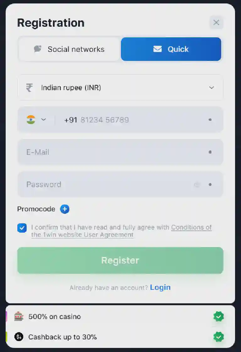 1win FAQ India help